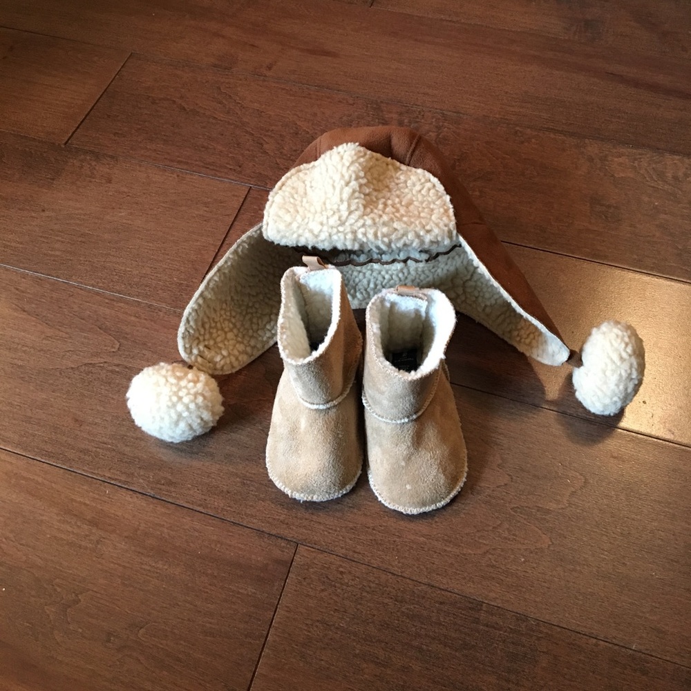 Baby Gap shoes and hat; 0-3 months.